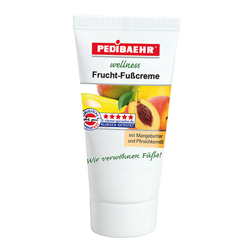 PEDIBAEHR - WELLNESS FRUCHT-FUSSCREME MIT MANGOBUTTER UND PFIRSICHKERNÖL PEDIBAEHR - WELLNESS FRUCHT-FUSSCREME MIT MANGOBUTTER UND PFIRSICHKERNÖL